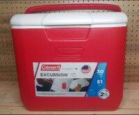 Coleman CM US Cooler 30QT RED น้ำหนักเบา เก็บความเย็นได้นาน มีที่วางแก้วบนผาด้านบน Made in USA