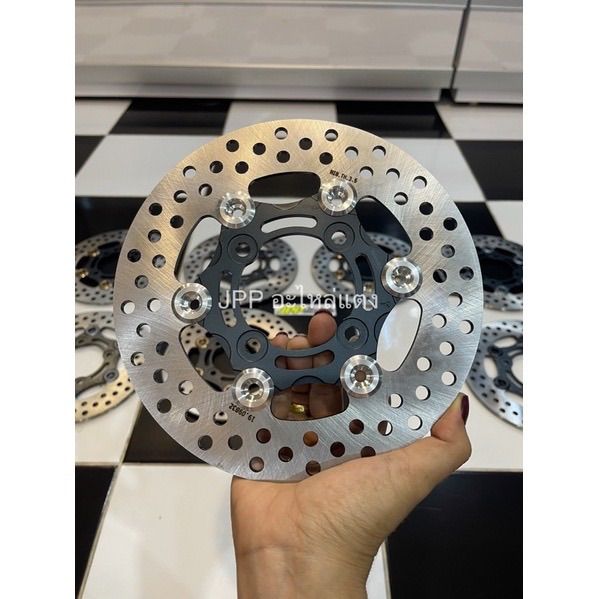 จานแต่ง-brembo-เบรมโบ้4รู-200mm-ใส่รถ-mio-fino-nouvo-เวฟ-125-เวฟ-110-ไส้ดำ-มีหมุดเงิน-หมุดชา-หมุดดำ-หมุดเทา