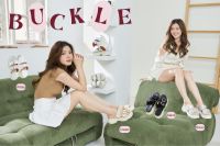 รองเท้าส้นตึก เข็มขัด รุ่น buckle รองเท้าผู้หญิงแฟชั่น ทรงเกาหลี รองเท้าส้นสูง รองเท้าแบบสวม ใส่ลำลอง