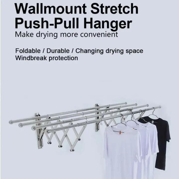 Stainless Steel 4 poles Retractable Wallmount Clothes Hanger ...