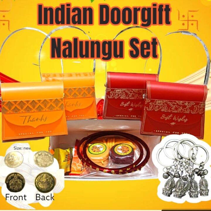 🪔 Orange Red Handbag | Unique Indian Doorgift | Nalunggu Set ...