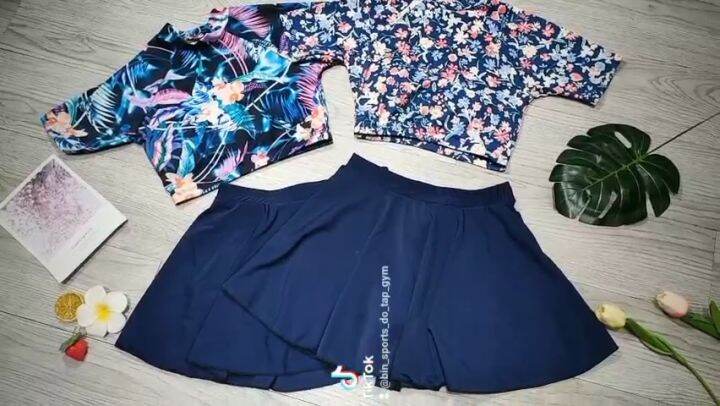 Bikini Bộ Đồ Bơi Nữ 2 Mảnh Áo Crop Ngắn Tay Quần Giả Váy Nhiều Màu Freesize  Bin Sports Bhv177 | Lazada.Vn