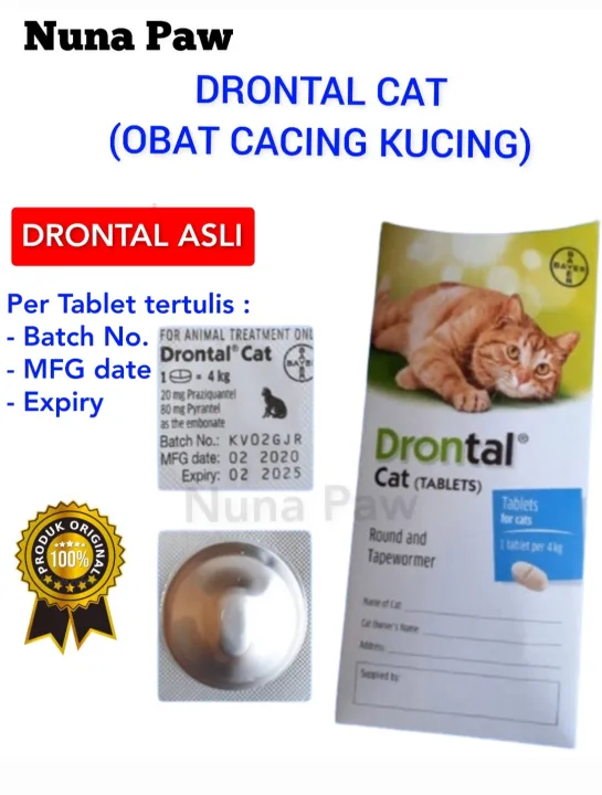 Drontal Cat Obat Cacing Kucing Asli Jerman Bayer Original Per 1 Tablet ...