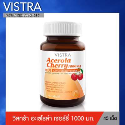 VISTRA Acerola Cherry 1000 mg &amp; Citrus Bioflavonoids Plus - วิสทร้า อะเซโรลาเชอรี่ 1000 มก. &amp; ซิตรัส ไบโอฟลาโวนอยด์ พลัส ( 45 เม็ด )