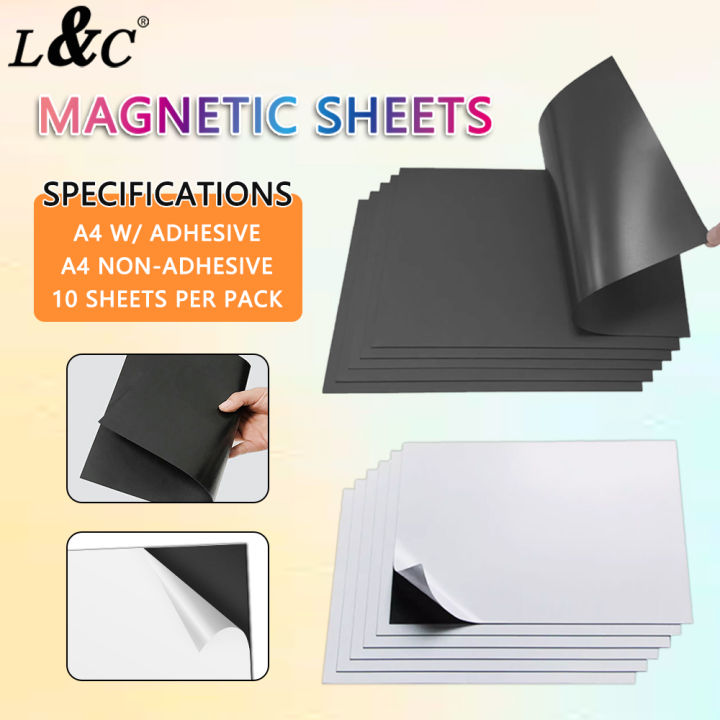 PH Ready Stock】L&C 10 Sheets Magnetic Sheet A4 ordinary Flexible Rubber  Magnet stickers with Adhesive & Non-adhesive for Science Project, Rubber  Magnets, Module School Supplies