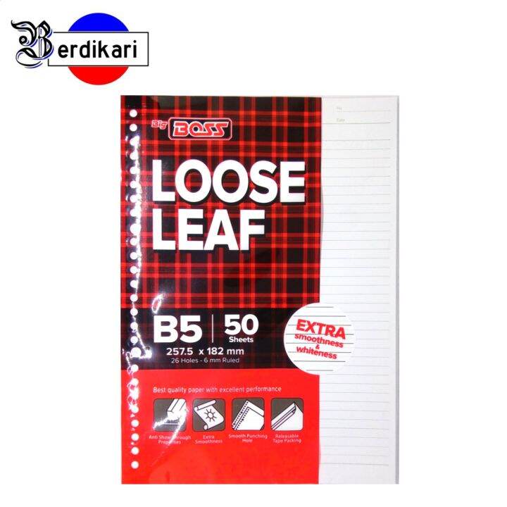 Kertas Isi Binder Looseleaf Garis B5 50 Lembar Big Boss | Lazada Indonesia