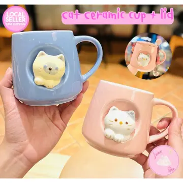 Cute Cat Cups Water Glasses For Drinking Kawaii Cat Tail Coffee