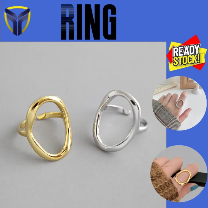 【Franco Fashion】ผู้ชายผู้หญิงเส้นที่เรียบง่ายผิดปกติกลวงแหวนหญิง Ins