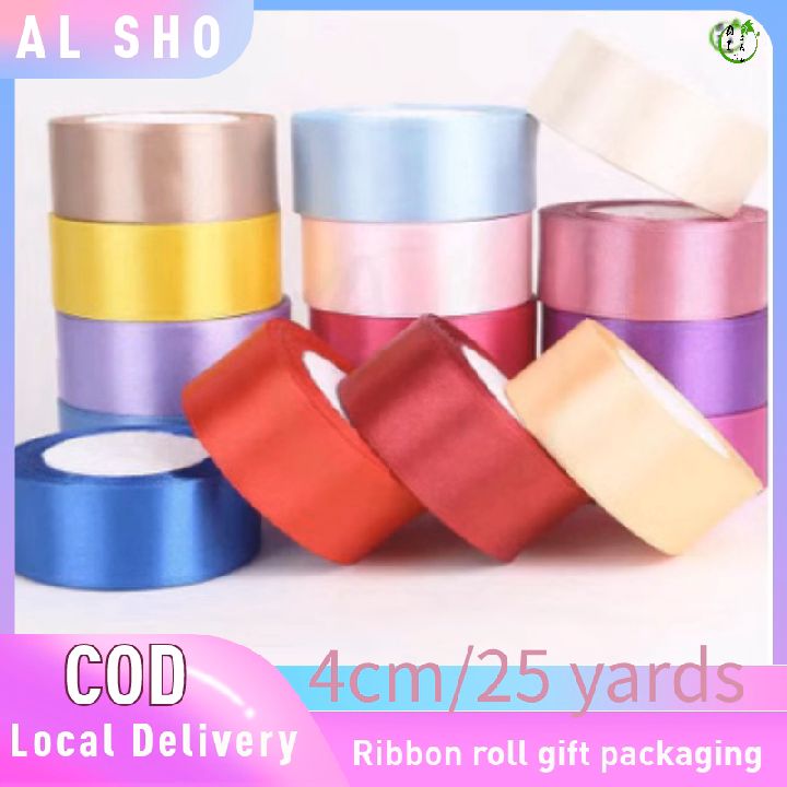 【Fast Delivery】 25Yards/Roll 4cm ribbon, satin ribbon, decorative ...