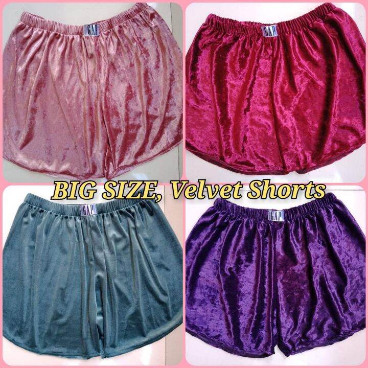 Plus size hot sale velvet shorts