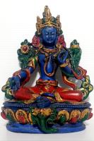 Resin Statue Of Green Tara In Dark Blue Color 17cm