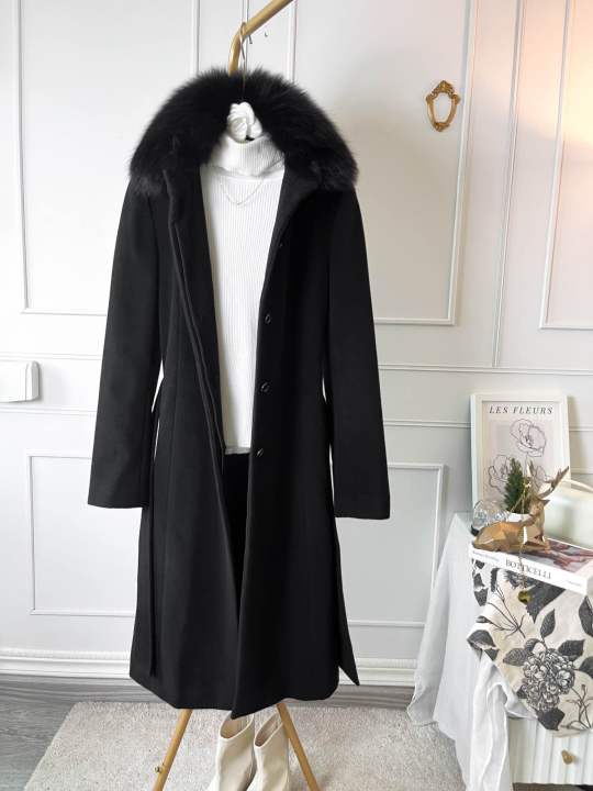 premium-coat-ผ้า-angora-wool-สีดำสนิท-เเต่ง-fur-fox-แท้