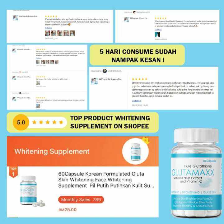 PURE GLUTATHIONE GLUTAMAXX WITH BIRD NEST EXTRACT AND VITAMIN C