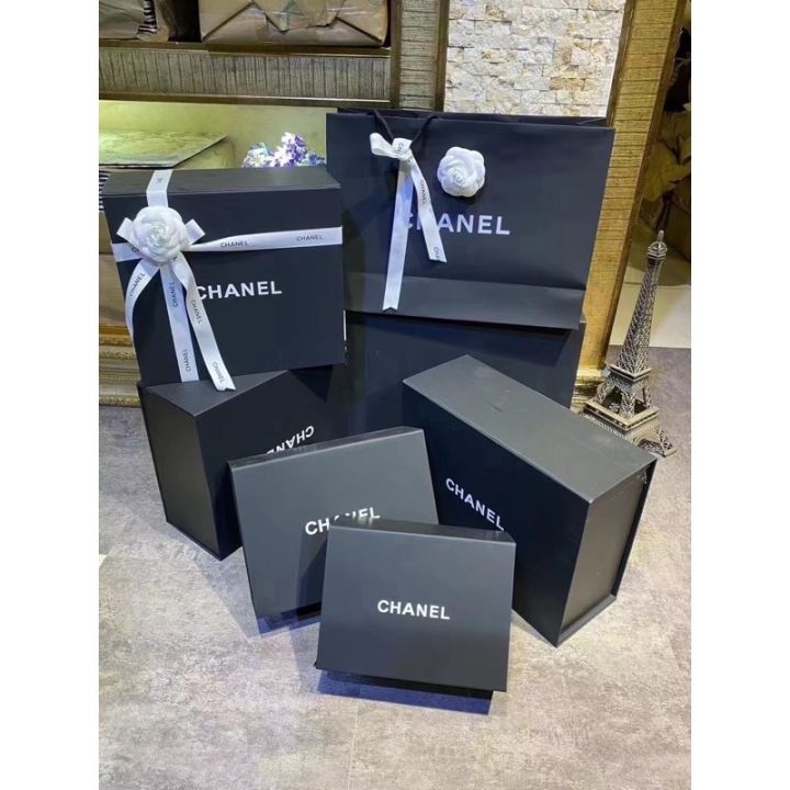 Moscow Russia 2019  Chanel gift boxes on the shop display for sale  luxury presents for holidays 10608580 Stock Photo at Vecteezy