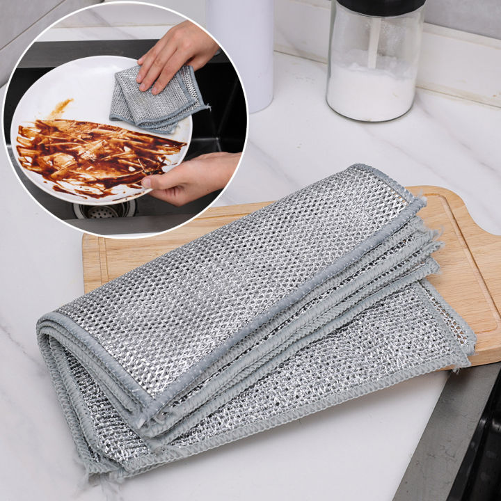 Silver Dishes Cleaning Cloth Multipurpose Strong Absorbent Wire