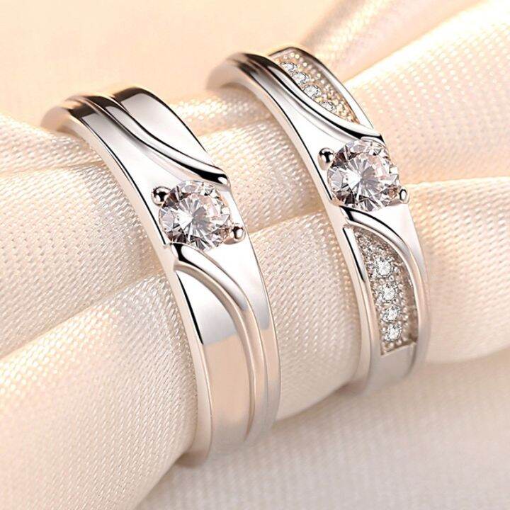 【MJ&AJ】#26.silver couple wedding ring jewelry Adjustable | Lazada PH