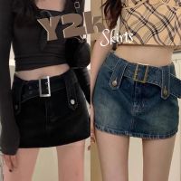 Y2K Skirts ? กระโปรงy2k กระโปรงกางเกง แต่งเข็มขัด ผ้ายีนส์ M- 5XL