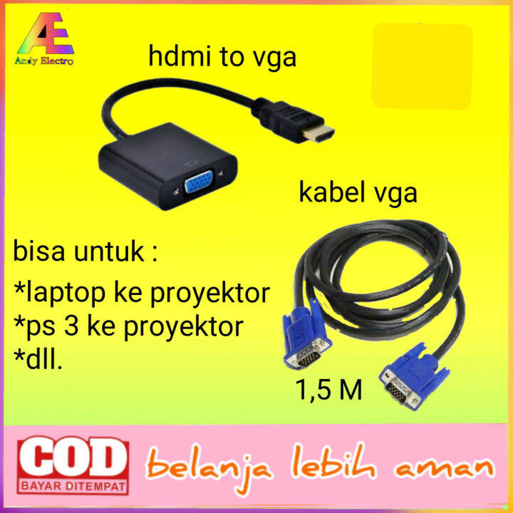 converter konverter hdmi to vga + kabel vga digital /sambungan hdmi ke