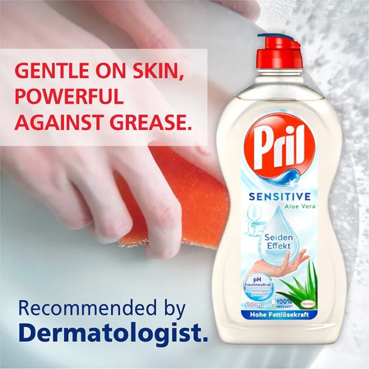Henkel Pril Sensitive Aloe Vera Dishwashing Liquid, 500ml [Made in