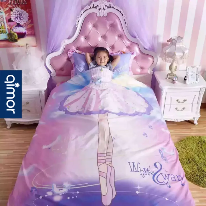 Girls Bedding Four Sets Princess Room  Bedding Pure Cotton GIRL'S   Children Three-piece Bed Sheet Set  | Lazada