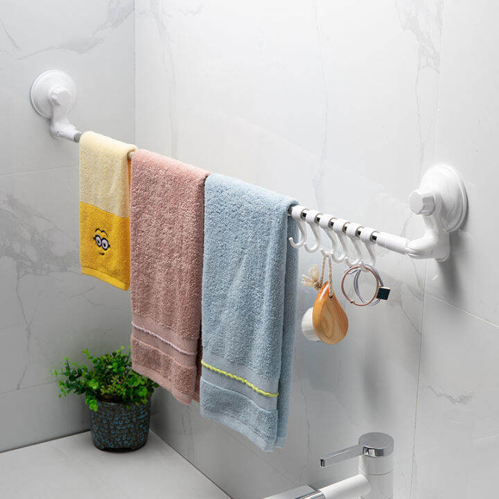 Suction Cup Punchfree Towel Rack Retractable Corner Hanging Rod
