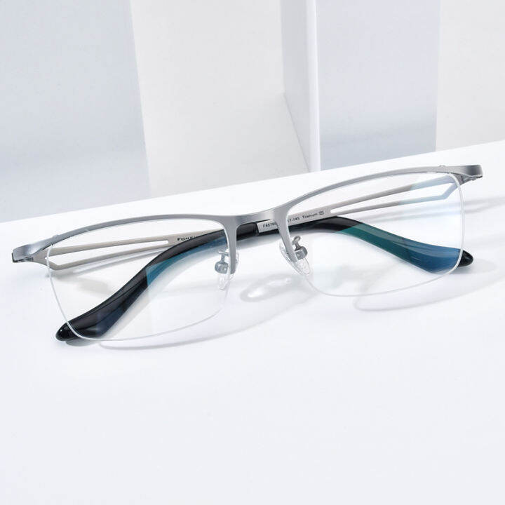 FONEX Titanium Glasses Frame Men 2023 New Semi Rimless Square ...