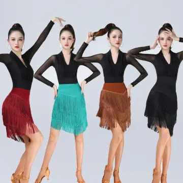 Summer Latin Stage Dance Wear: Short Skirt With Tassel Detail For