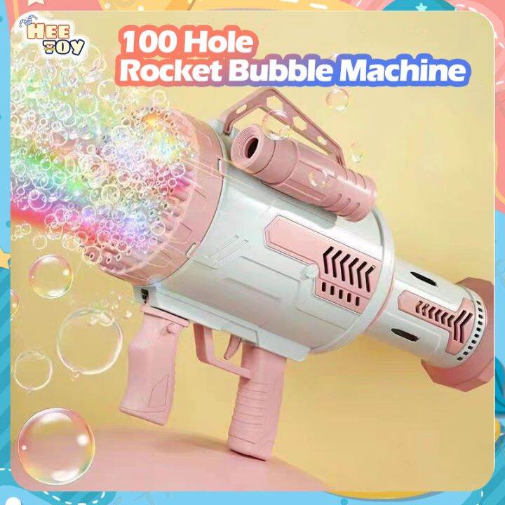 【New Rocket Bubble Gun】 100-Hole Bubble Gun Charging Electric Automatic ...