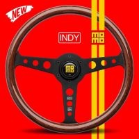 พวงมาลัย MOMO INDY HERITAGE WOOD Black Spoke รุ่นใหม่ ก้านดำ แท้ อิตาลี่ 350 มม.