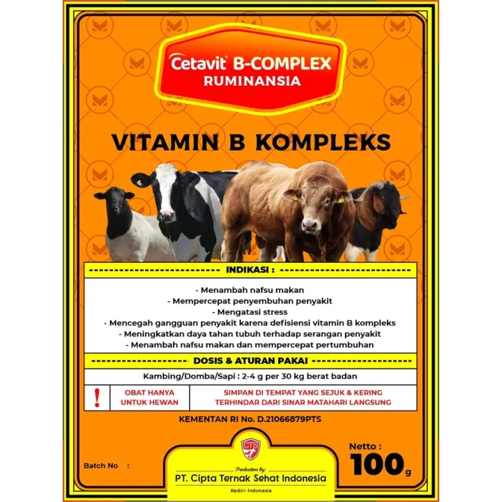 Vitamin B KOMPLEKS Cetavit B - COMPLEK VITAMIN B KOMPLEK TERNAK ...