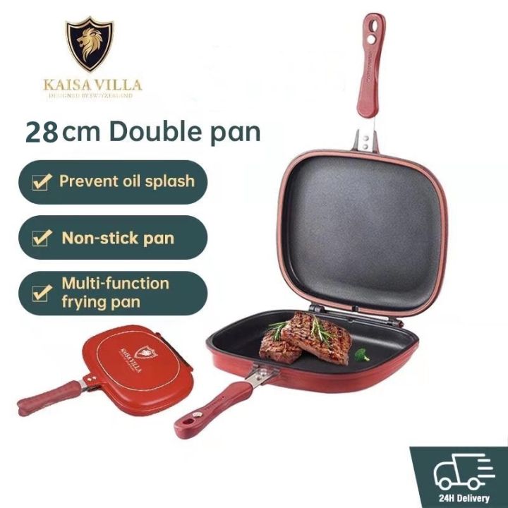  Double-sided Portable BBQ Grill Pan, Flip Non-stick