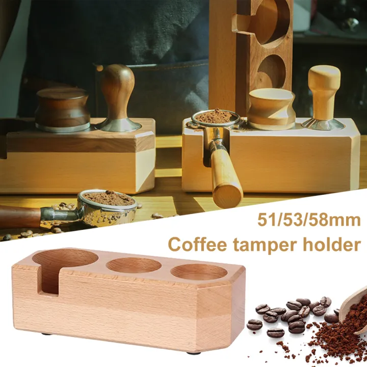 [Free Ship] 51/53/58mm Wood Coffee Tamper Holder Espresso Tamper Mat Stand Wooden Base