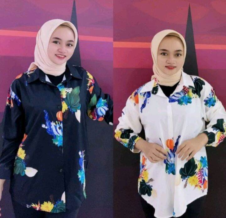 Kemeja Silk Bunga Simpel Terbaru 646 Baju Cewe Kekinian Viral