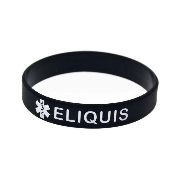 Medical Alert Eliquis Silicone Bracelet Sports Wrist Strap Color Filled