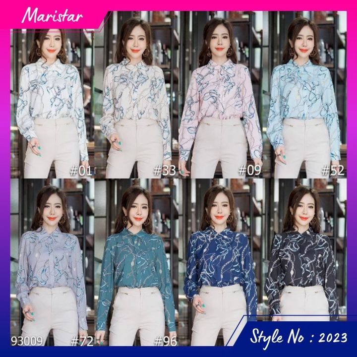 maristar-2023-เสื้อแขนยาวพิมพ์ลาย-printed-long-sleeve-blouse-เนื้อผ้าpolyester100-พิมพ์-ลาย-เนื้อผ้านิ่มและลื่นใส่สบาย-ใส่ไม่ร้อน-ใส่ไม่ยับ