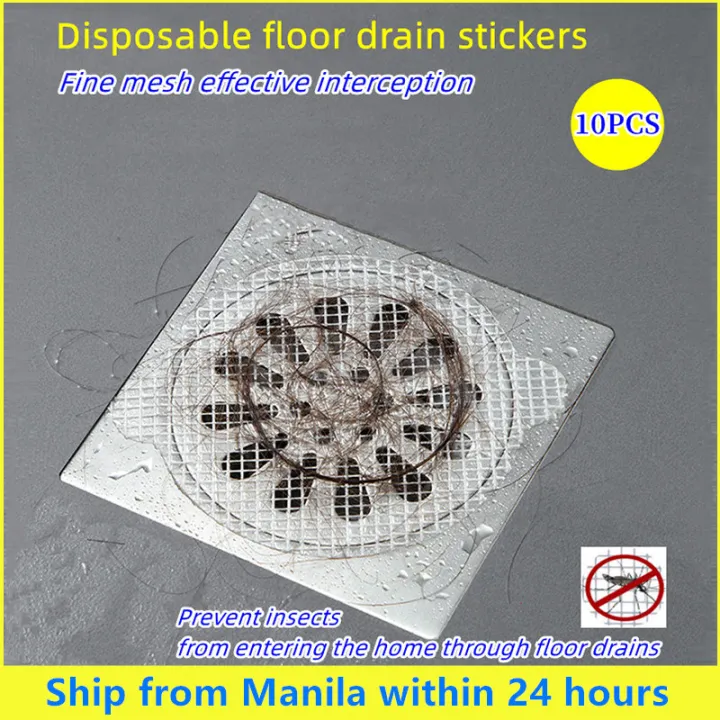 10pcs Shower Drain Sticker Disposable Floor Drain Sticker Adhesive