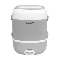 ปิ่นโตห่อข้าวไฟฟ้า ปิ่นโตแบบพกพาอุ่นได้ ปิ่นโตอุ่นอาหารไฟฟ้า 3 ชั้น ZAGIO  ความจุ 2 ลิตร สีขาว - เทา