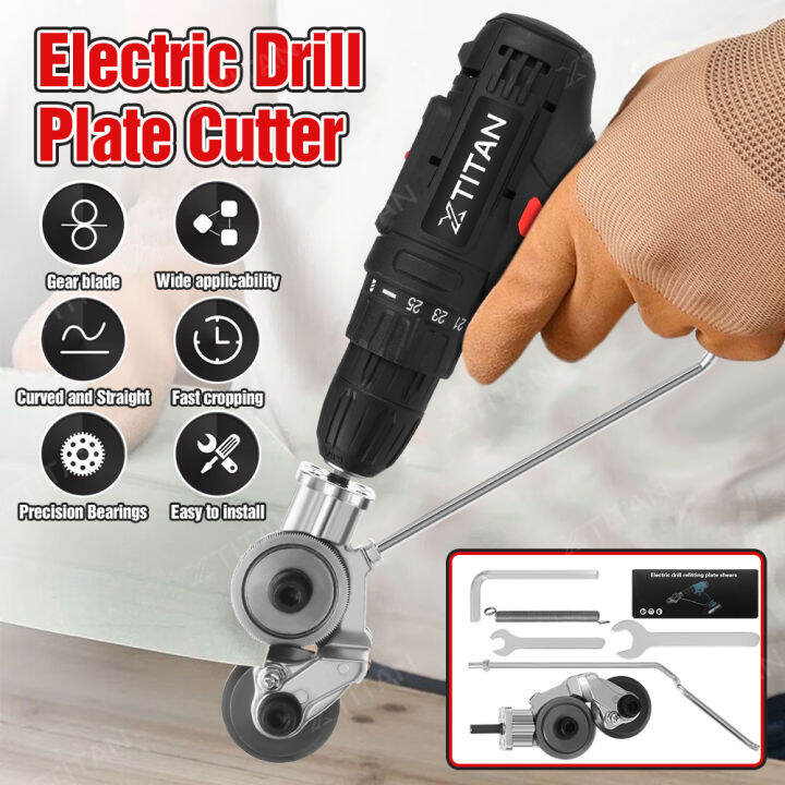 XTITAN Electric Drill Convert Shears Plate Cutter Metal Sheet Cutter Tool Free Cutting Tool