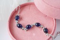 Natural Blue Sapphire Bracelet Sterling Silver 925 , Gift for her , Birthday Gift , Birthstone