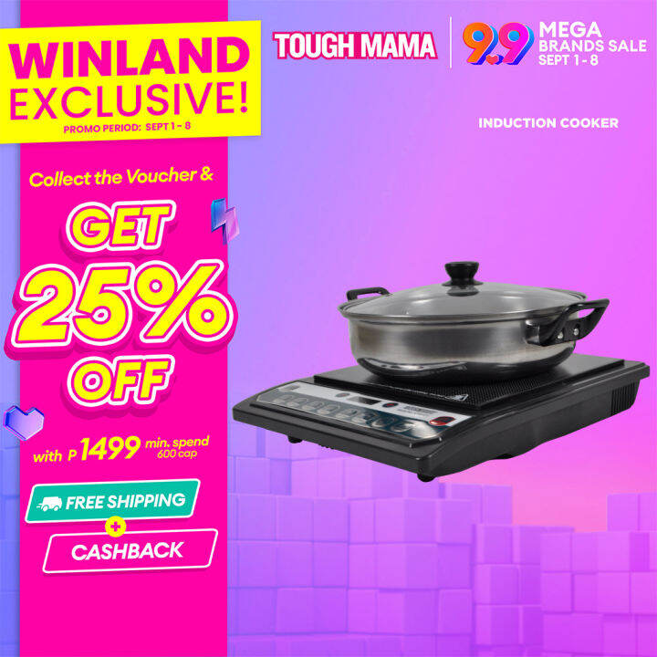 TOUGH MAMA by Winland Ceramic Plate Induction Cooker With Free Cooking Pot and Lid NTMIC1