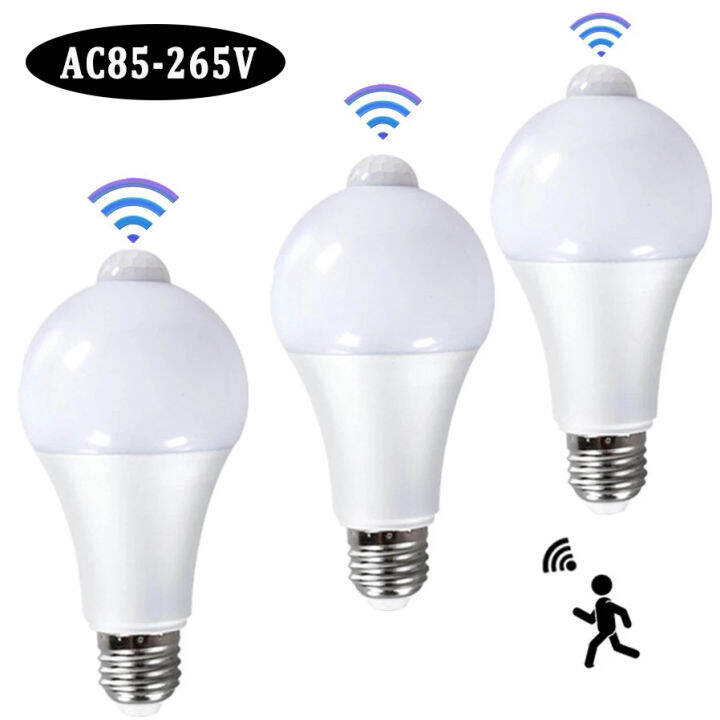 12W E27 LED Motion Sensor Lamp Bulb PIR Sensor Light Auto ON/OFF Night ...