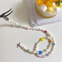 Morethanyoursee | Color Mix Pearl Necklace สร้อยคอลูกปัดมุกน้ำจืด แก้วเช็ก งานแฮนด์เมด