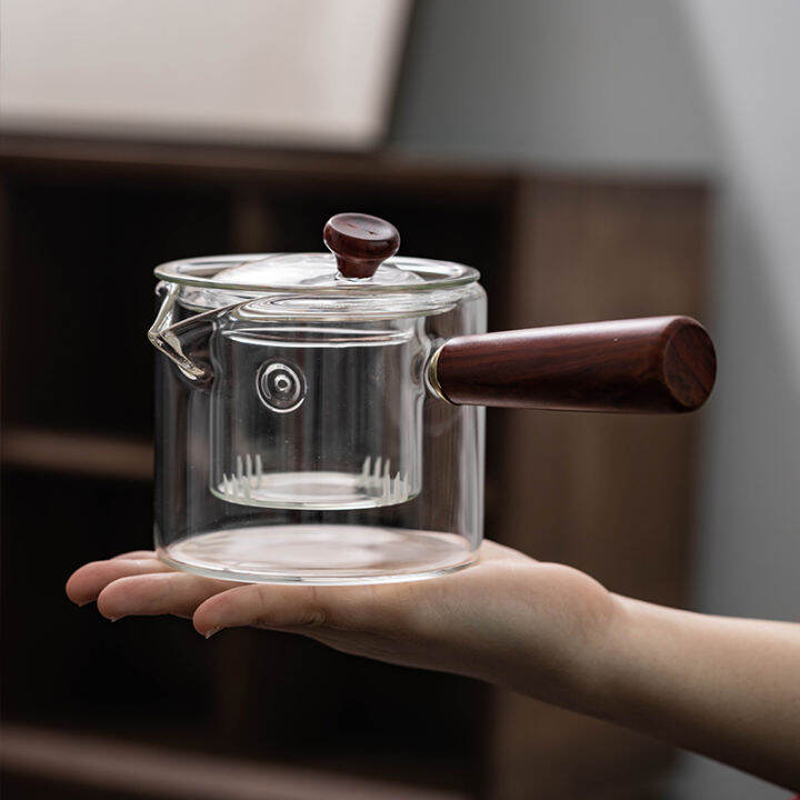 HeatResistant Glass Side Handle Teapot Thickened Glass Tea Steaming