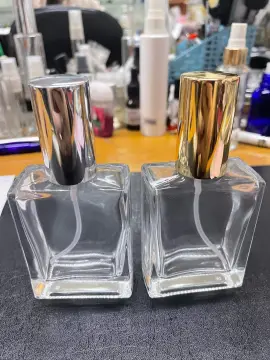 Empty Perfume Atomizer Refillable Glass Spray Bottle, Travel Cologne Bottle  Portable, 2 Pack Gold &Silver 30ml Clear Essential Oil Container, 1oz