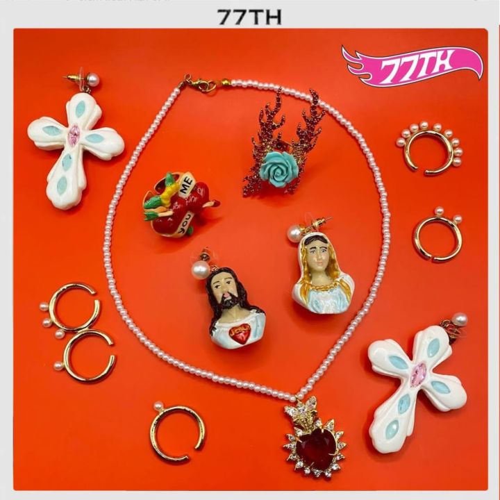 77th-white-resin-cross-earrings