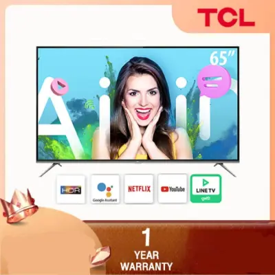 TCL 65 นิ้ว LED 4K UHD Android 9.0 Wifi Smart TV google assistant & Net.flix &Youtube-2G RAM+16GROM-Free Voice Search remote รุ่น 65P8