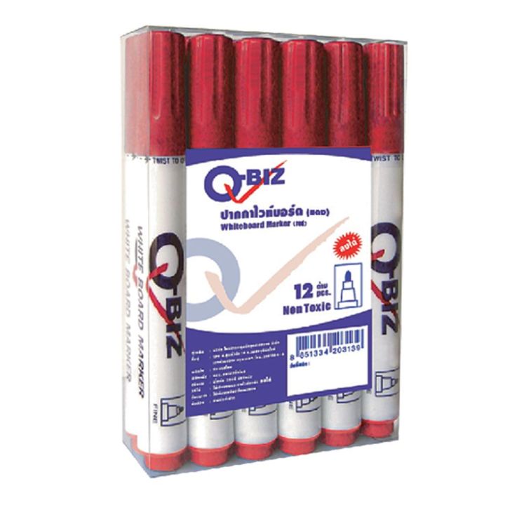 Q-BIZ คิวบิซ ปากกาไวท์บอร์ด สีแดง แพ็ค 12 ด้าม