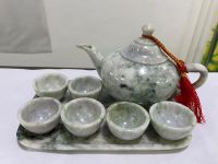 ชุดกาน้ำชาหยกพม่าแท้ หยกพม่าติดม่วง หยกพม่าแท้100%