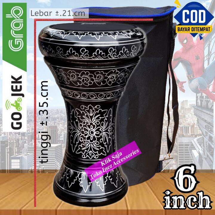 Darbuka Kayu Atau Dumbuk Mini 6 Inch Hitam Silver Power Beat Lazada