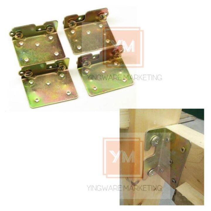 4 pieces Heavy duty Bed frame hinge headboard rail hook plate bracket